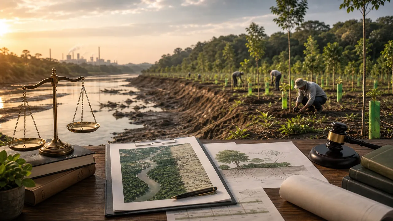 Reparação de dano ambiental com área natural em restauração
